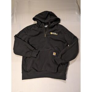 Carhartt Mens Large Black Rain Defender Loose Fit Quarter Zip Hoodie  Work Wear